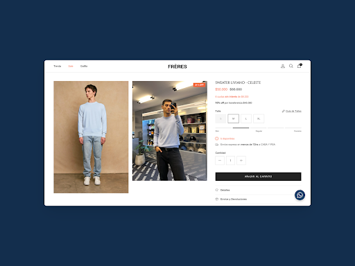 Información de envío clara y urgencia en la tienda Frères